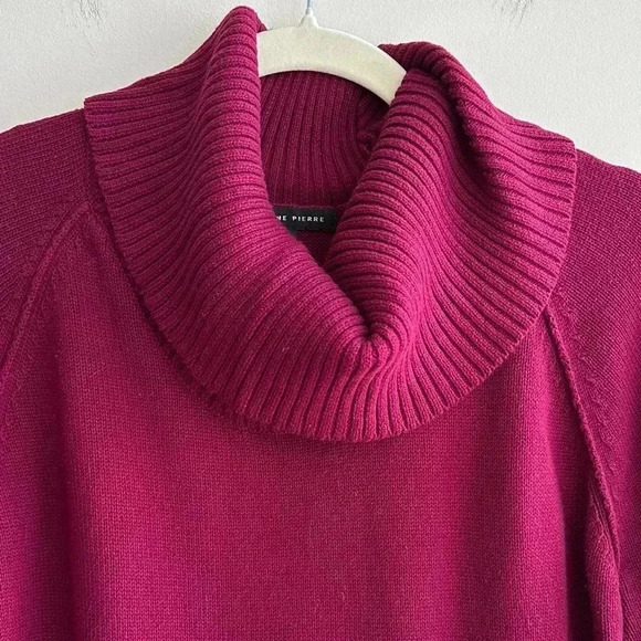 Jeanne Pierre Cowl Neck Solid Knit Sweater, Berry/Purple, Size Large - Picture 5 of 16